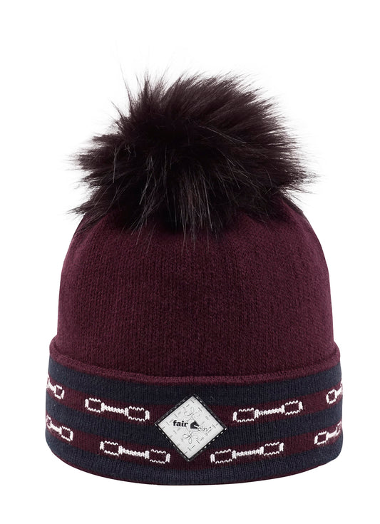 Fairplay Alisha Pom Pom Hat- Plum/Navy