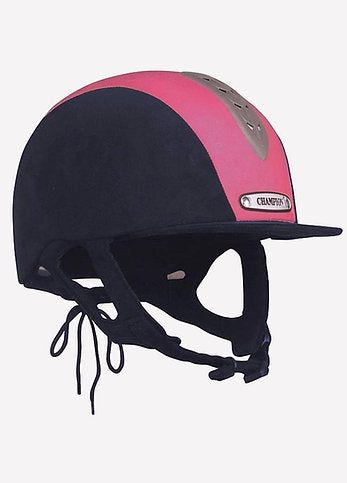 Champion Junior X-Air Plus Riding Hat - Navy/Hot Pink